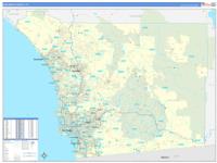San Diego, Ca Wall Map Zip Code
